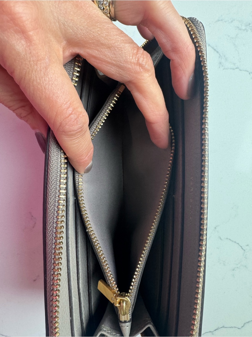 Tory Burch Gray Zip Wallet - Picture 4 of 8